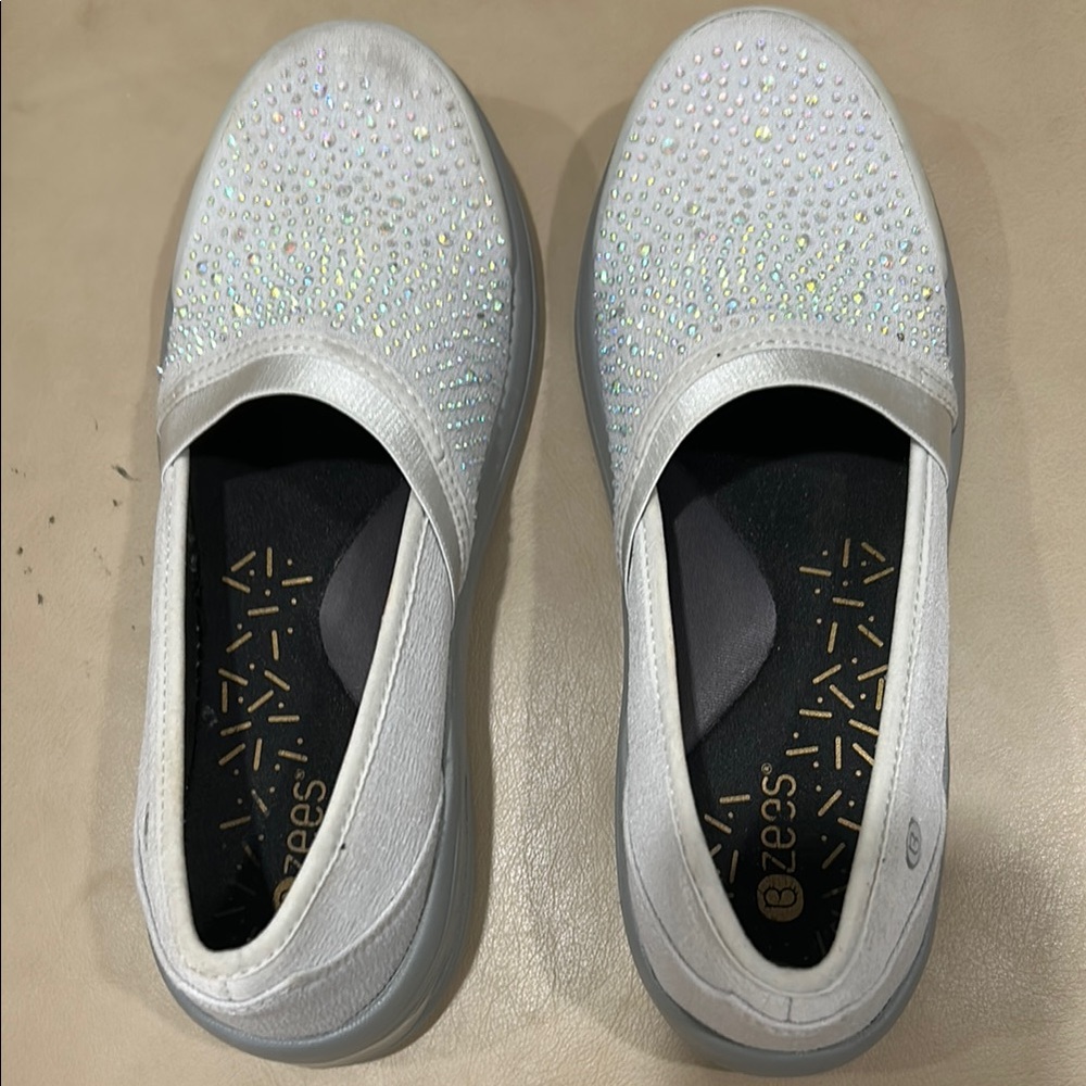 Bzees Silver Flats with Cushioned Sole and Breathable Upper